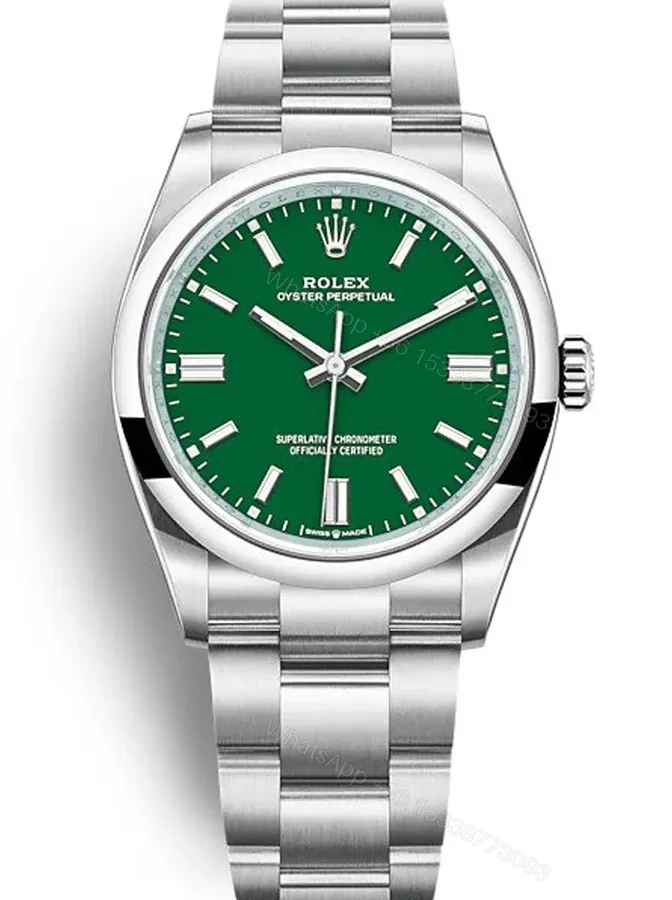 View 1 of Replica Rolex Oyster Perpetual Lady Green Dial 126000 36 mm