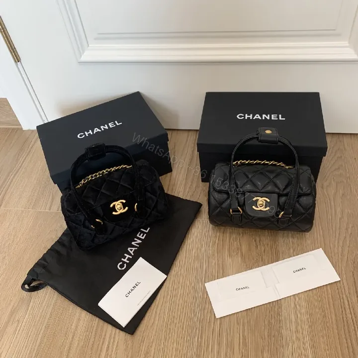 View 1 of Quilted Mini Handbag: Black, Gold-Tone, Luxe Crossbody