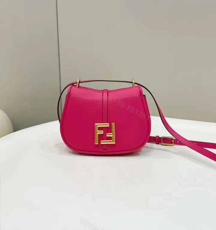 View 1 of Vivid Pink Crossbody Bag: Gold Accent, Luxe Leather, Compact