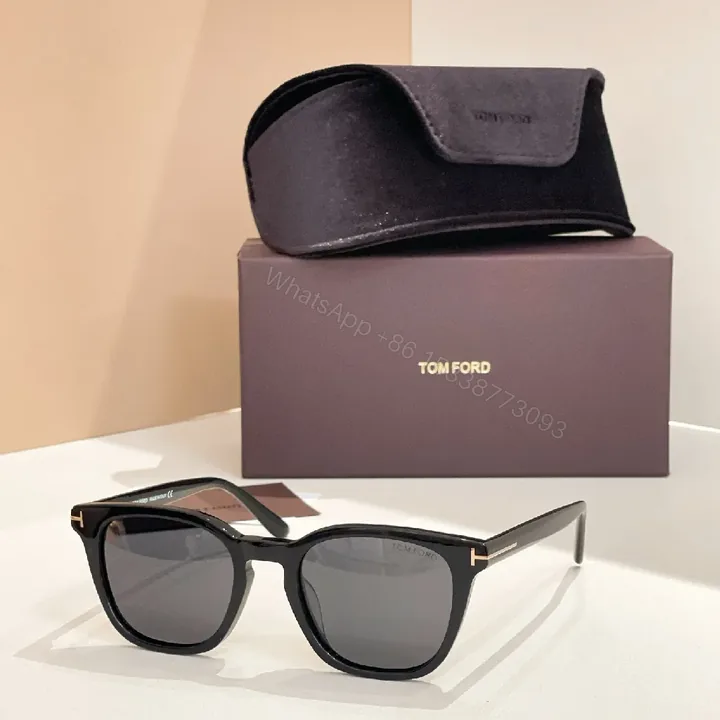 View 1 of Chic Black Acetate Sunglasses with Polarized Lenses and Case