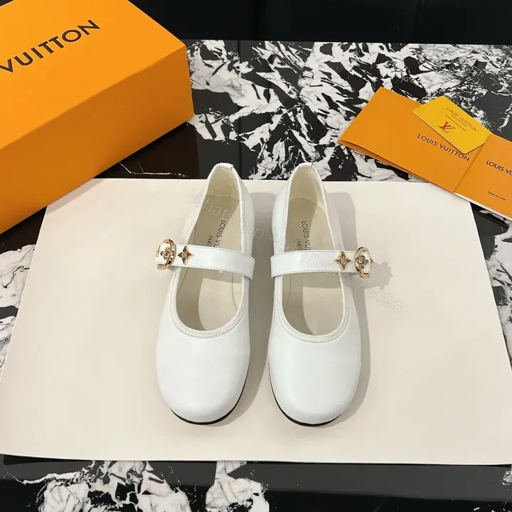 View 1 of LV Women White Leather Mary Jane Loafers