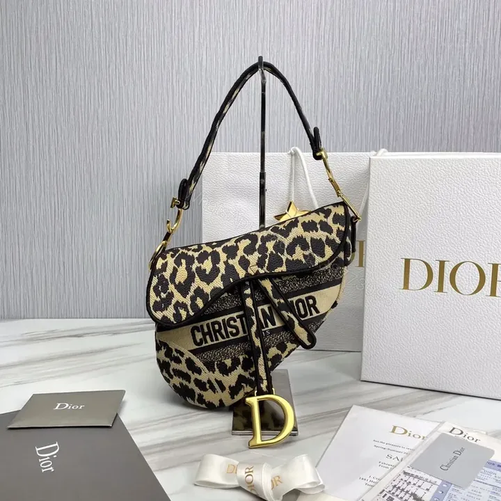 View 1 of Leopard-Print Saddle Bag: Luxe, Compact Dior-Style Accessory