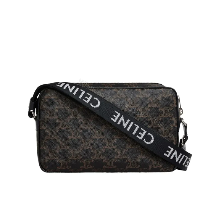 View 1 of CELINE MEDIUM MESSENGER BAG IN TRIOMPHE CANVAS BLACK 23CM 197202DND 38OS