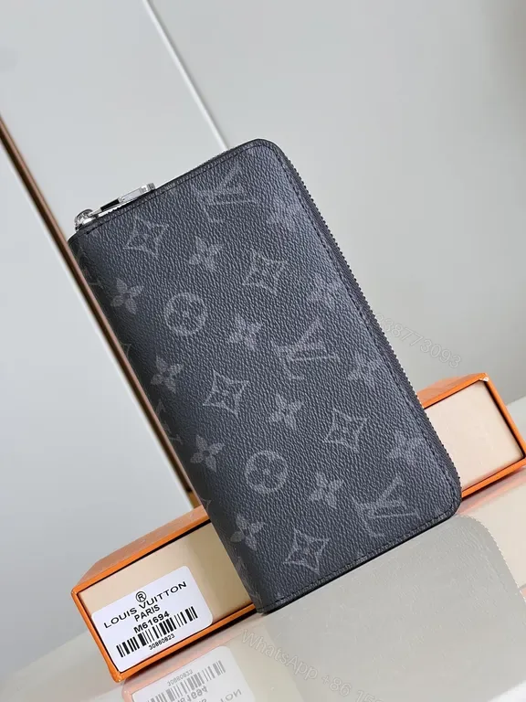 View 1 of Graphite LV Monogram Zip Wallet: Sleek, Secure Everyday Carry
