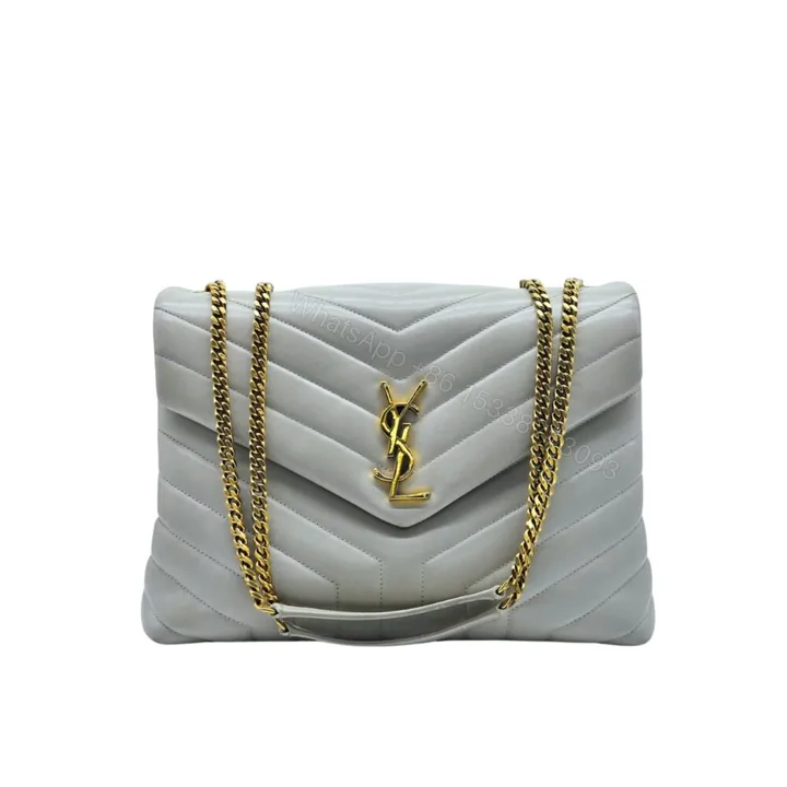 View 1 of Saint Laurent Loulou Chain Bag In Matelasse Y Gray 32Cm