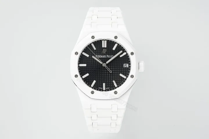 View 1 of Replica AP Royal Oak White Ceramic Black Dial 41mm