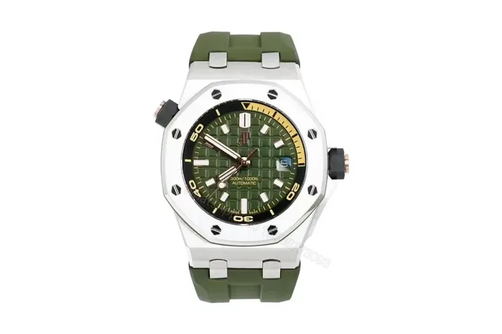 View 1 of APS Factory Audemars Piguet Royal Oak Offshore Diver Watch – Green Dial, Stainless Steel Case, Rubber Strap, 42mm