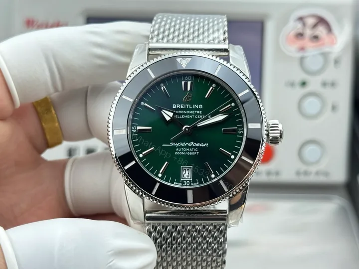 View 1 of Breitling Superocean Heritage II 42 Stainless Steel Green Dial Bracelet AB2010121L1A1