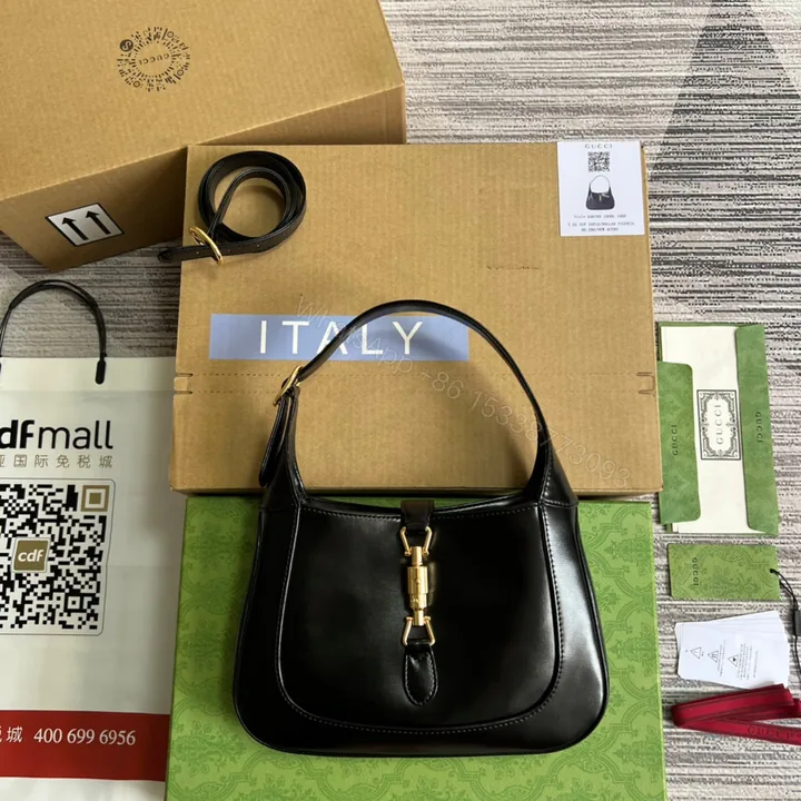 View 1 of GG JACKIE SMALL 28 SHOULDER BAG IN BLACK CALFSKIN