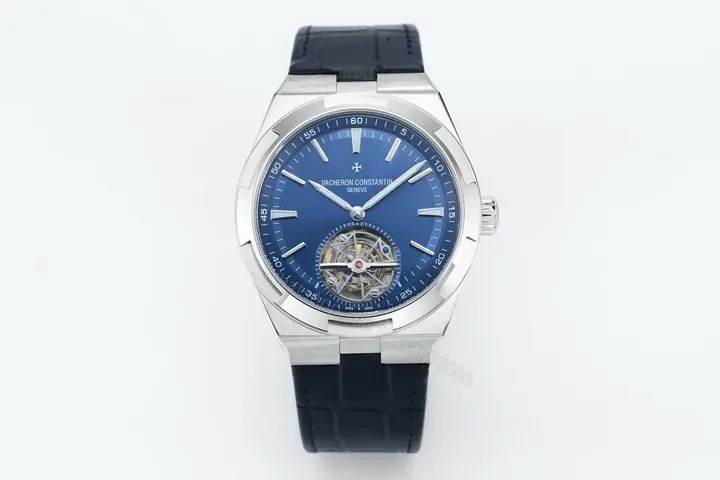 View 1 of PPF Factory Vacheron Constantin Overseas Tourbillon Steel Watch – Blue Dial, Stainless Steel Case, Black Leather Strap