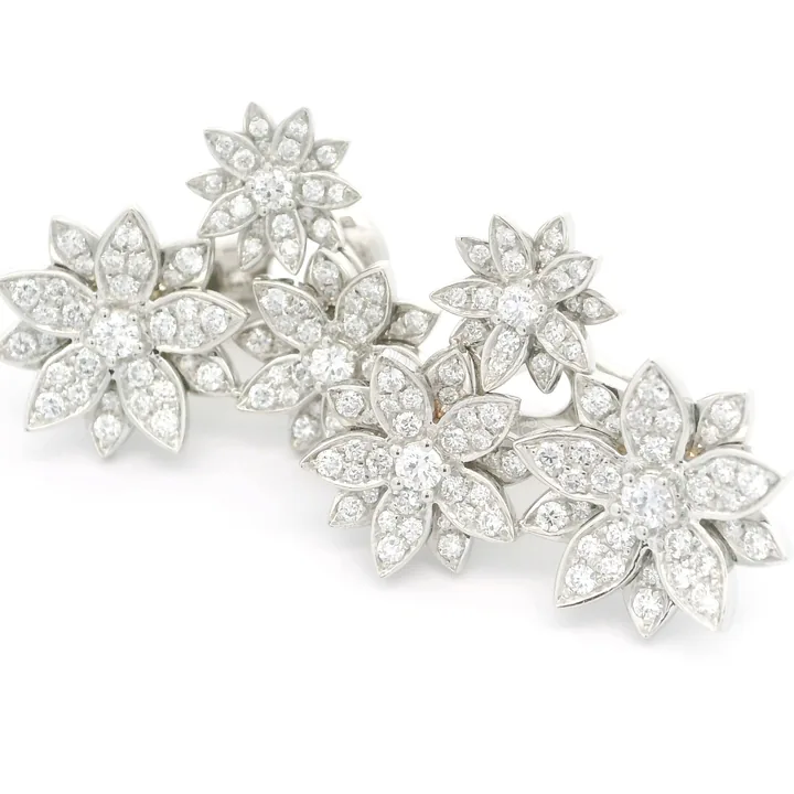 View 1 of 18K Van Cleef & Arpels Lady Lotus 3 Flowers Earrings