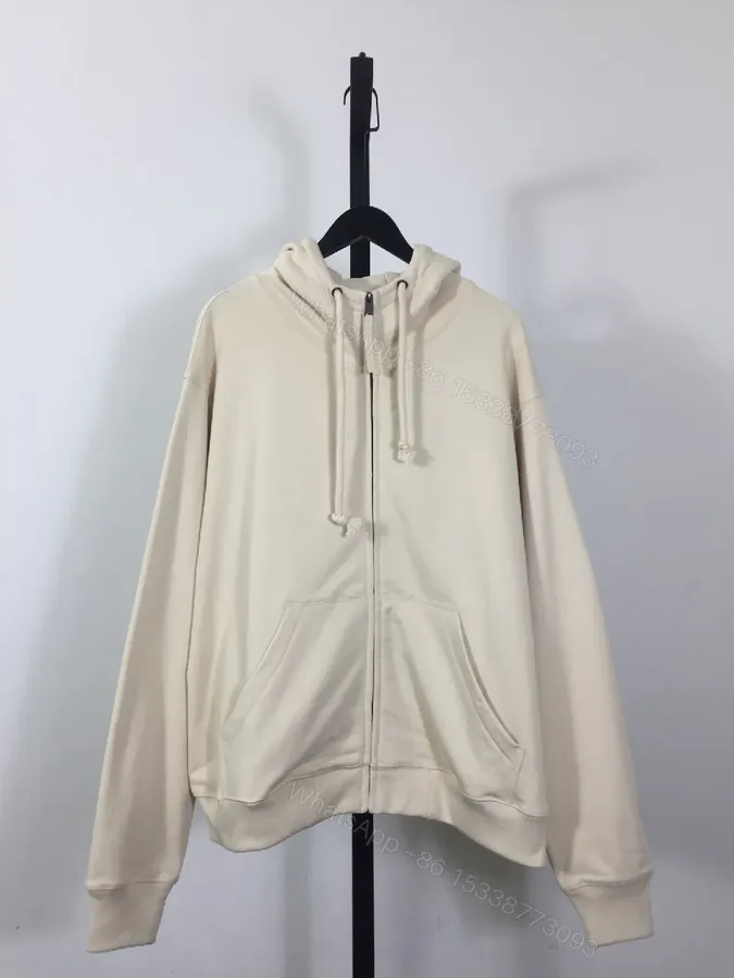 View 1 of Minimalist Off-White Zip Hoodie: Durable Everyday Luxury