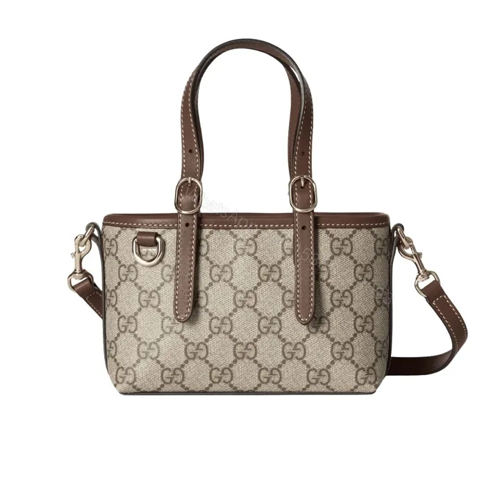View 1 of Gucci GG Emblem Mini Bag Beige and Brown GG Fabric 20Cm 855491 FAEUC 9758