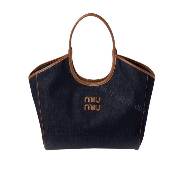 View 1 of MIUMIU IVY DENIM BAG BLUE BRANDY 22CM