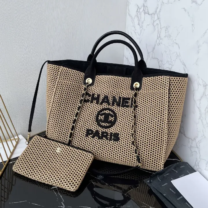 View 1 of Textured Beige Tote: Canvas, Modern, Bold Logo, Convertible Wallet Bag