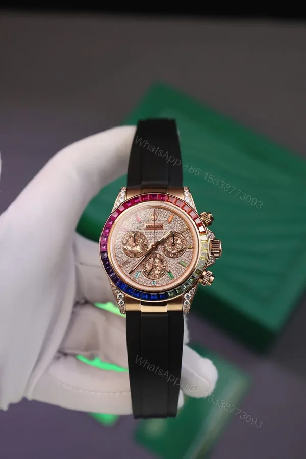 View 1 of Replica Rolex Cosmograph Daytona Rainbow Rubber Strap 40mm