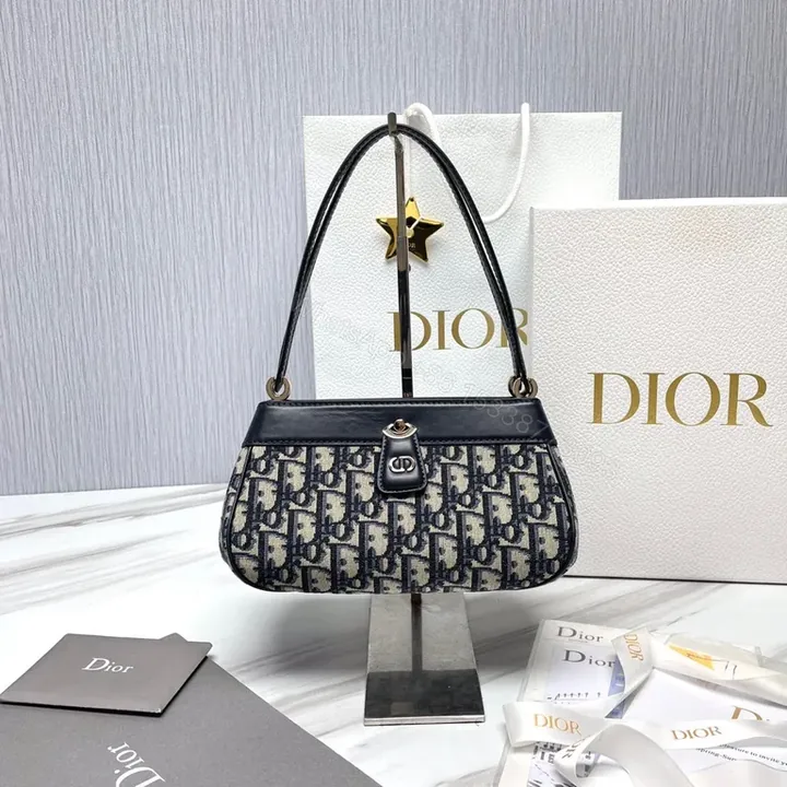 View 1 of Monogram Black Leather Dior-Inspired Bag: Everyday Luxe