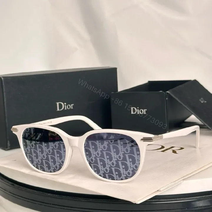 View 1 of White Frame Sunglasses: Dior Interior Logo, Ultra-Comfort Shades