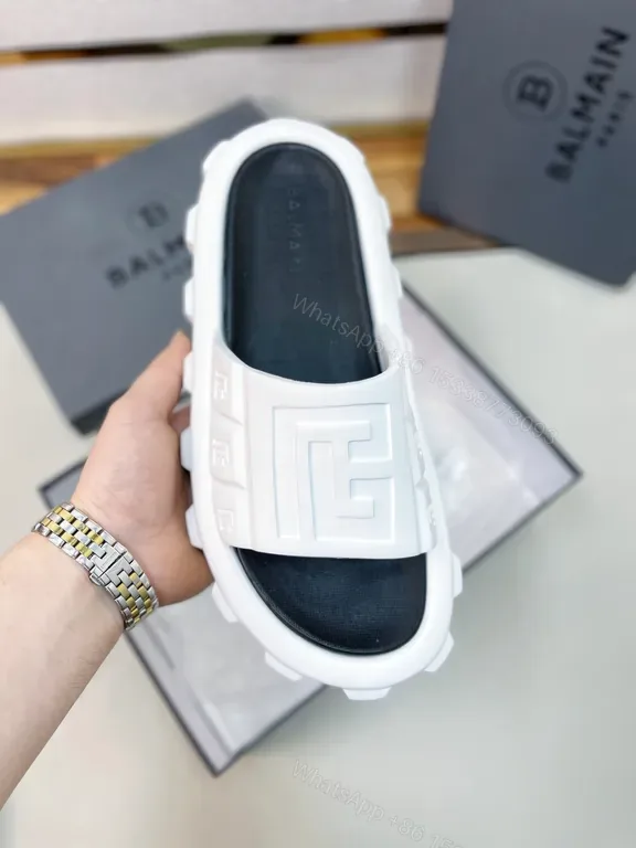 View 1 of White Balmain-Inspired Slide: All-Day Comfort Slip-On