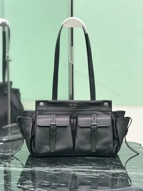 View 1 of Chic Black Leather Carryall: Structured Luxury Tote