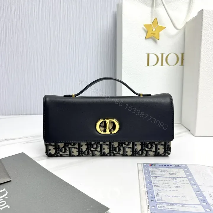 View 1 of Structured Chic Crossbody: Dior-Inspired Leather & Jacquard Bag