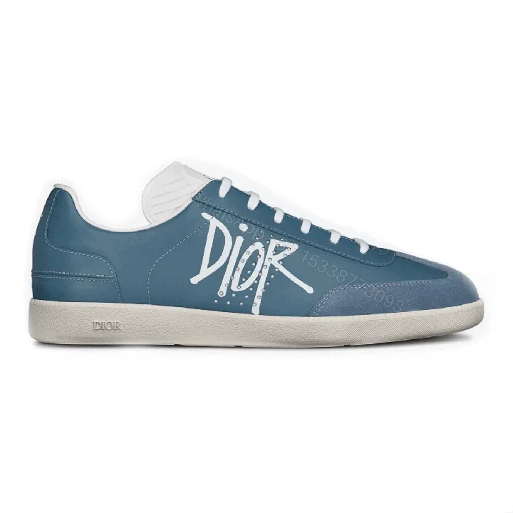 View 1 of DIOR B01 SNEAKER BLUE SMOOTH CALFSKIN AND SUEDE WITH DIOR AND SHAWN SIGNATURE – CD57