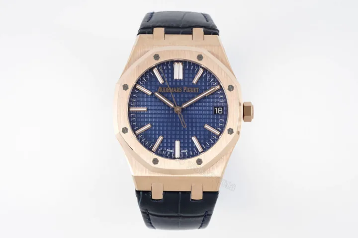 View 1 of Royal Oak 41mm 15510 “50th Anniversary” RG APSF 1:1 Best Edition Blue Dial on Blue Leather Strap Super Clone