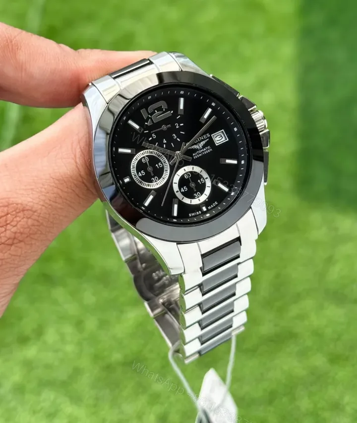 View 1 of Longines Elegant 7AAA Black Dial Quartz Chronograph