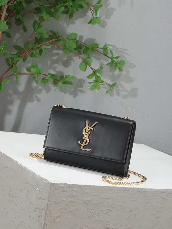 View 1 of Chic Black Leather Flap Bag â€” Gold Hardware, All-Day Versatility
