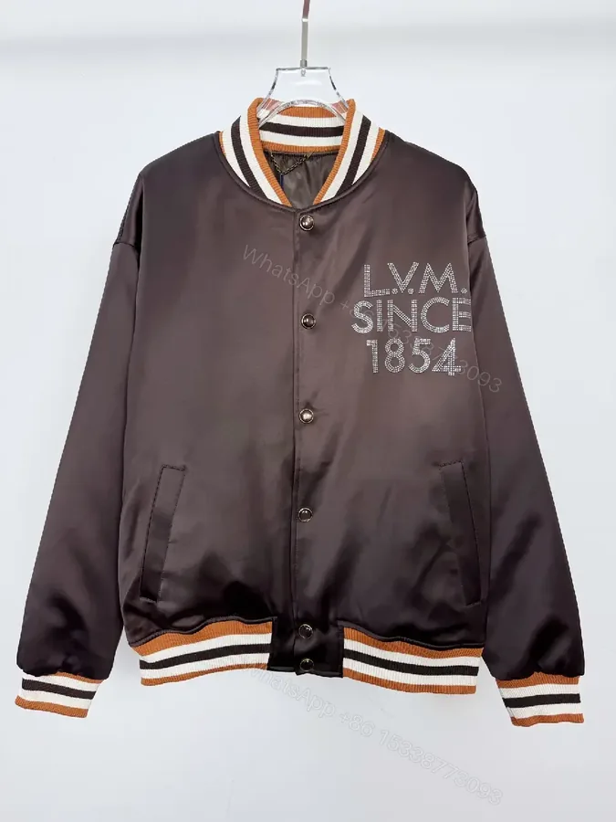 View 1 of Satin Varsity Jacket with Rhinestone Crest Trim