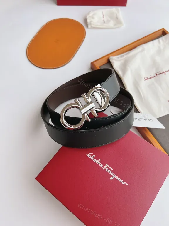 View 1 of Iconic Gancini Calfskin Belt â€“ Silver Buckle, 3.5cm