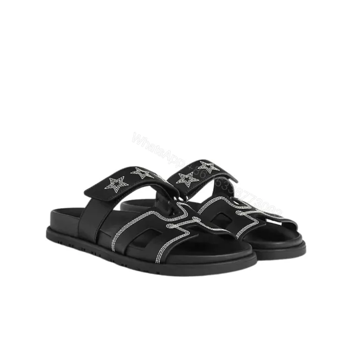 View 1 of Hermes Chypre Sandal Star Stitched Noir H232142Z 02340