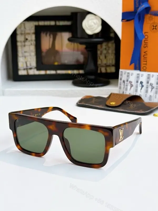 View 1 of Tortoise Acetate Sunglasses: Squared Luxe, LV Accent