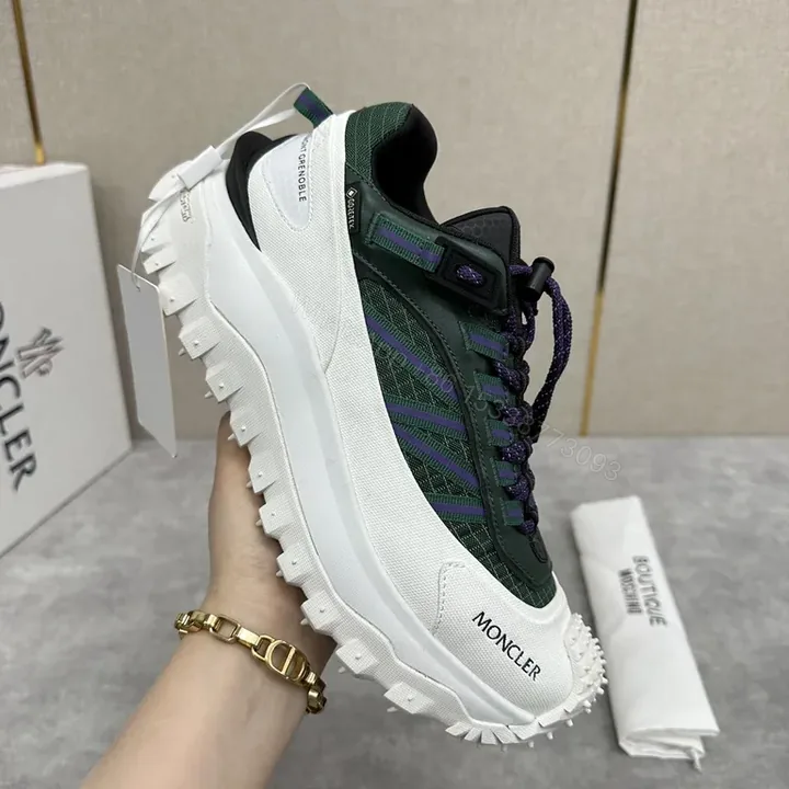View 1 of Green & Purple Moncler-Style Chunky Sneaker with Textured Upper