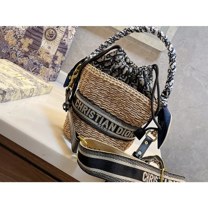 View 1 of Christian Dior Pre-Owned pre-owned wicker Dior bucket shoulder bag