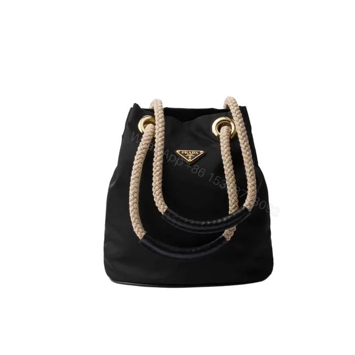View 1 of PRADA MARINER RE NYLON SMALL BUCKET BAG BLACK 22CM 1BE082 2HG8 F0002 V OOO