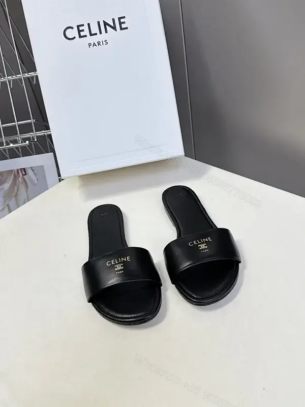 View 1 of Minimal Black Leather Slide – Luxury Minimalist Comfort