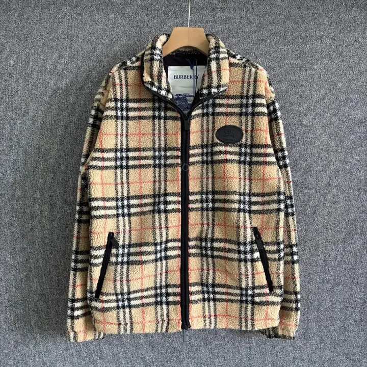 View 1 of Textured Plaid Fleece Jacket: Luxe Zips & Badge (60 chars)