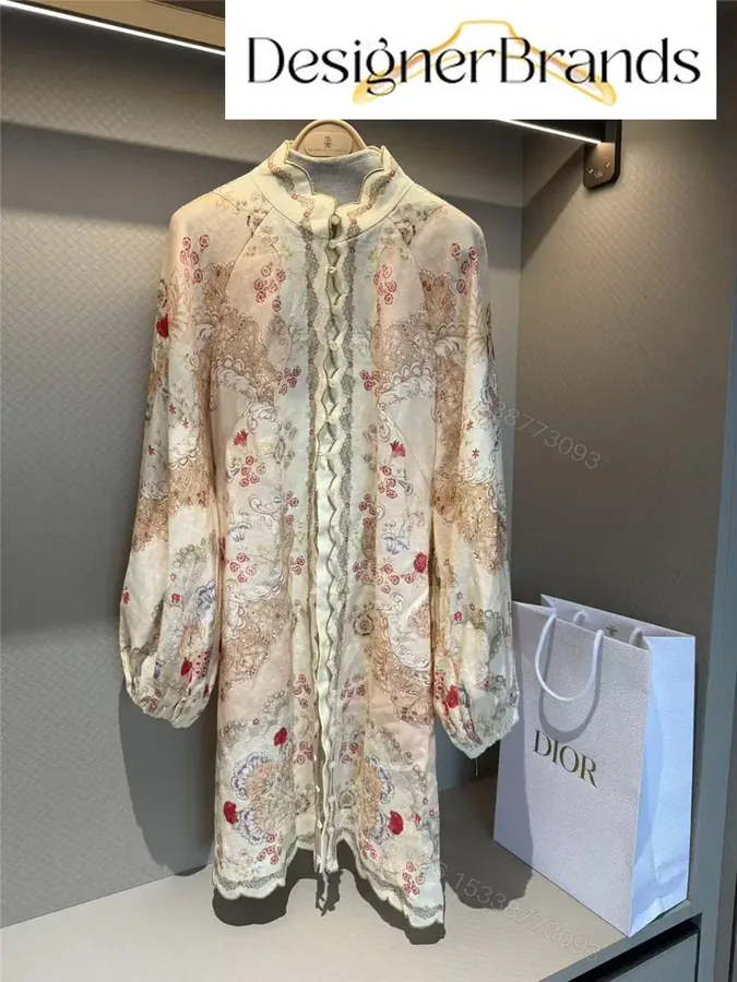 View 1 of Zimmermann Daylight Embroidered Floral-Print Linen Mini Dress