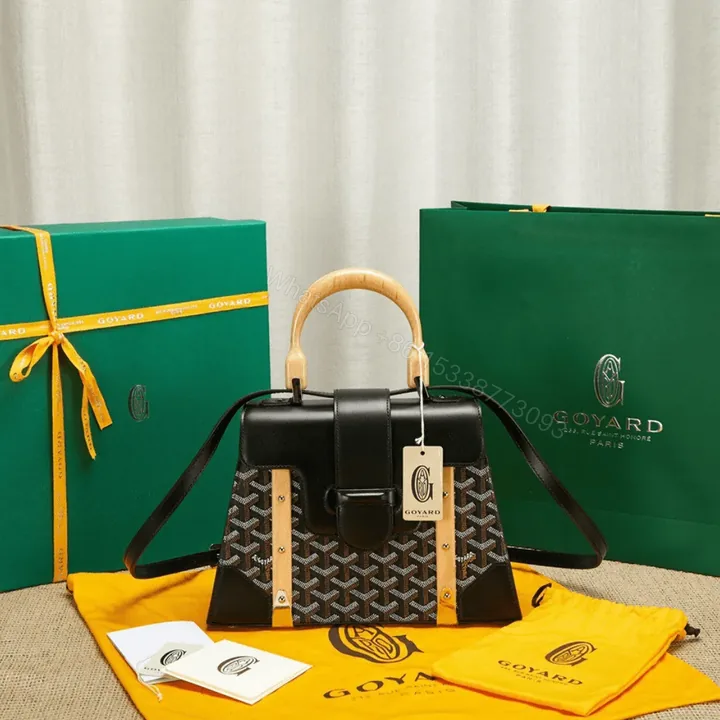 View 1 of Goyard SAIGON Black Handbag With Wooden Handle 28cm