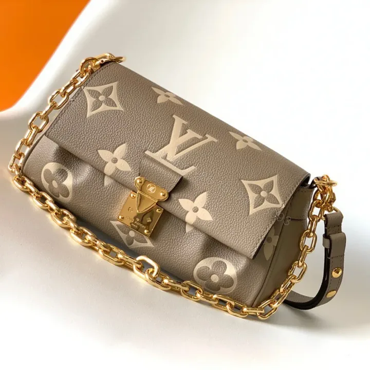 View 1 of Louis Vuitton LV Favorite Brown Like Auth Handbags Lock Gold 24x14cm