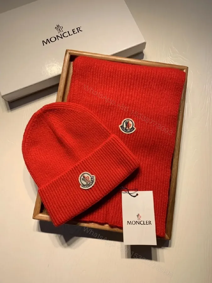 View 1 of Bold Red Knit Set – Luxe Warmth with Signature Emblem
