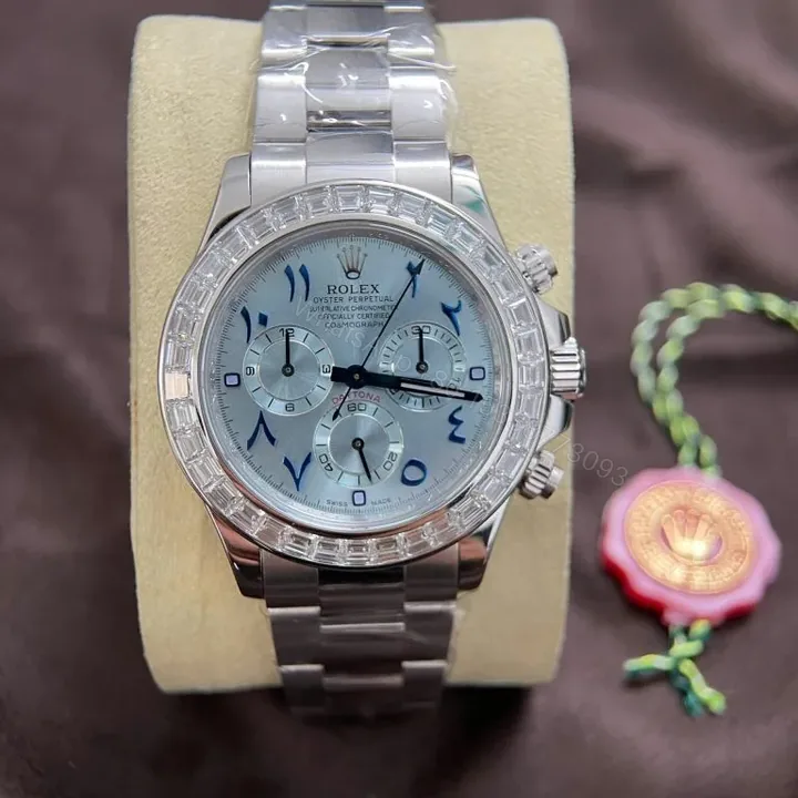 View 1 of Replica Rolex Cosmograph Daytona White Gold Baguette Diamond 40mm