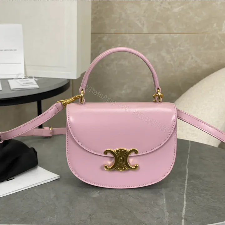 View 1 of Celine Handle Shiny Wrinkled Leather Pink 15.5×11.5x5cm