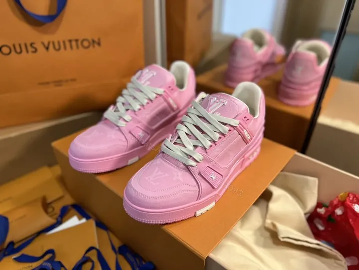 View 1 of Pink Suede-Textile Low-Top Sneakers with Luxe Accents