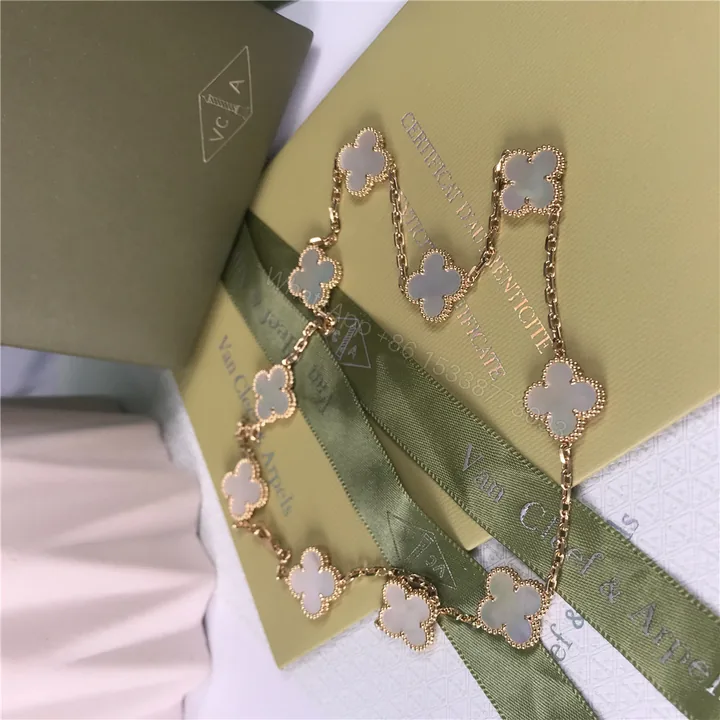 View 1 of VCA Alhambra Necklace 10 Motifs Mother of Pearl Yellow Gold