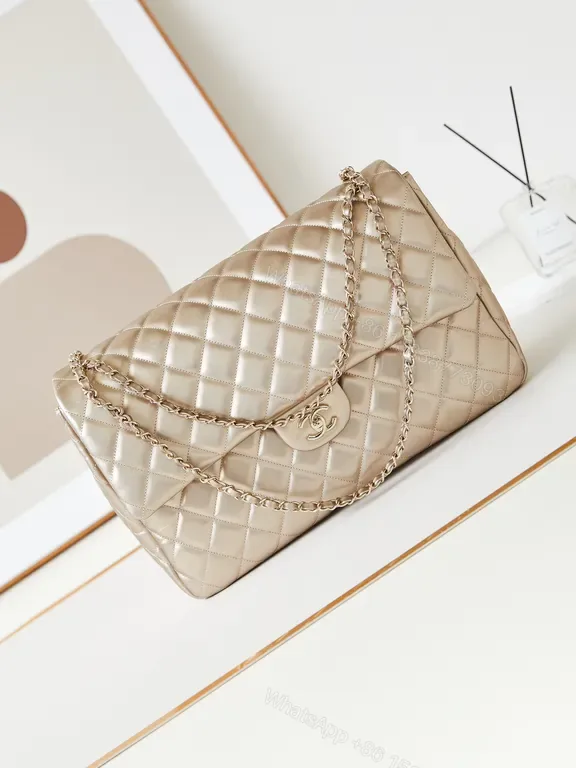 View 1 of Compact Quilted Satchel: Champagne, Chanel-Inspired, All-Day Versatility
