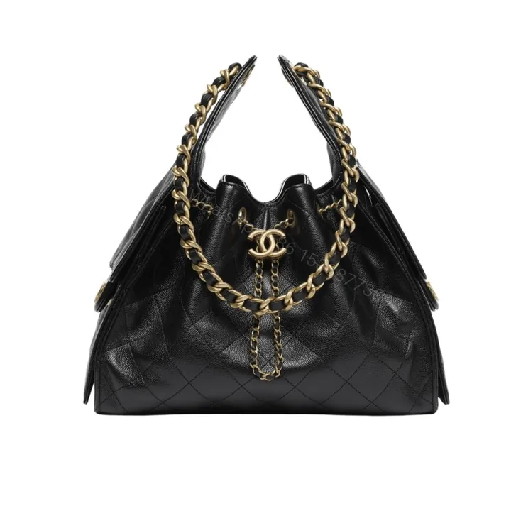 View 1 of Chanel 25 Small Handbag Grained And Gold Tone Metal Black 26Cm AS5293 B20304 94305