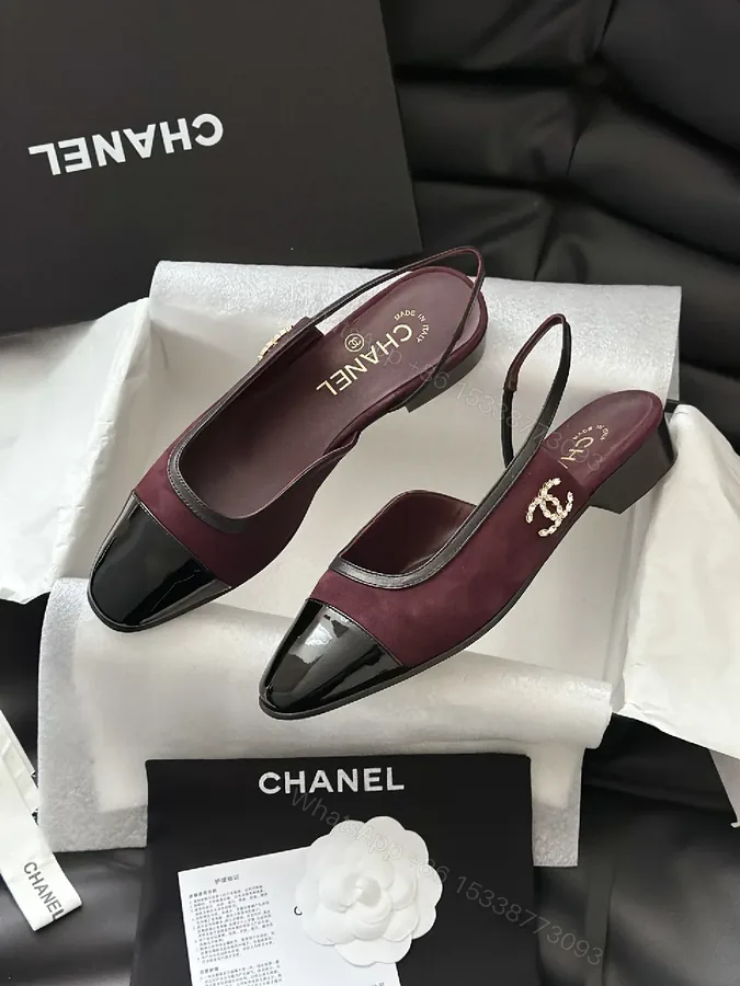 View 1 of Burgundy Suede & Patent Toe Slip-On Flats, Luxe Chic