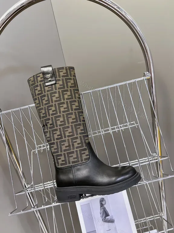 View 1 of Bold Monogram Knee-High Boots - Leather & Fabric Accent